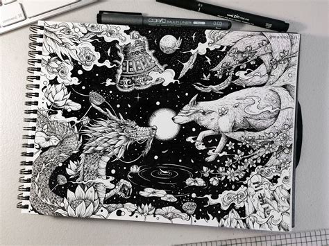50+ Black and White Pen and Ink Drawings and .